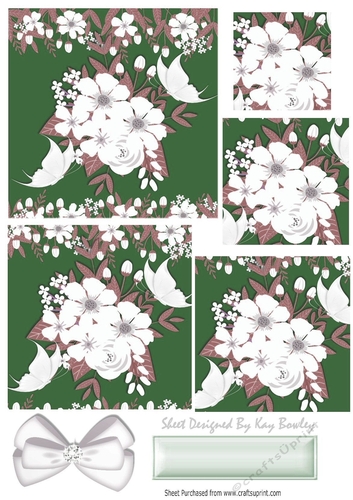Pretty green and white flowers with butterflies pyramids