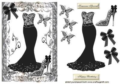 Elegant Ladies Evening Dress in Black/silver