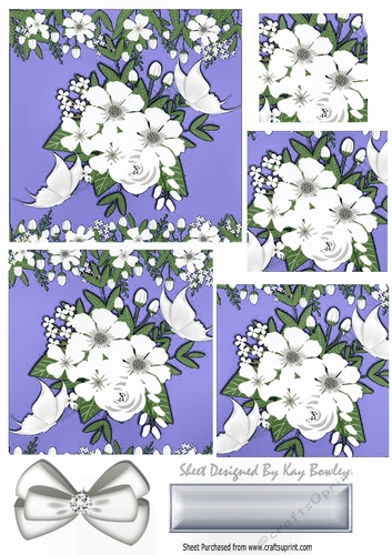 Pretty purple and white flowers with butterflies pyramids