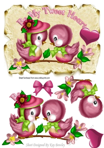 Be my tweet heart! with pretty pink birds and & heart on a scroll