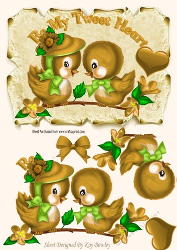 Be my tweet heart! with pretty gold birds and & heart on a scroll