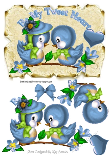 Be my tweet heart! with pretty blue birds and & heart on a scroll