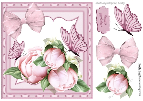 pretty pink roses with butterflies & organza bow 