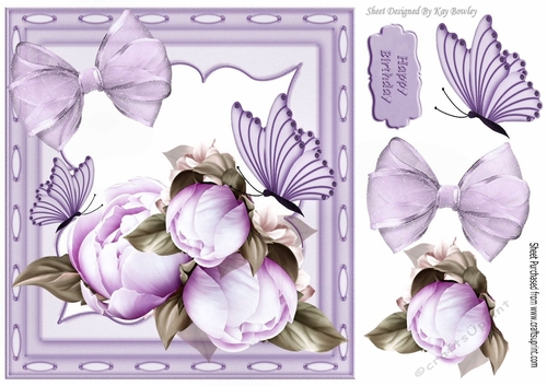 pretty lilac roses, with butterflies & organza bow 