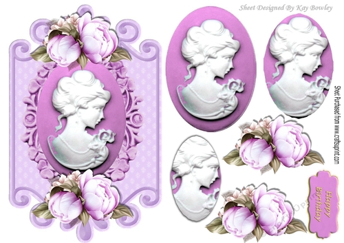 pretty cameo lady with pink roses on a plaque oval pyramids