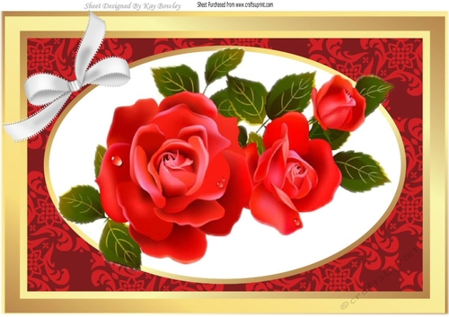 Pretty red roses with white bow A4
