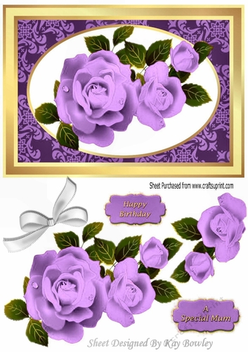 Pretty purple roses with white bow A5
