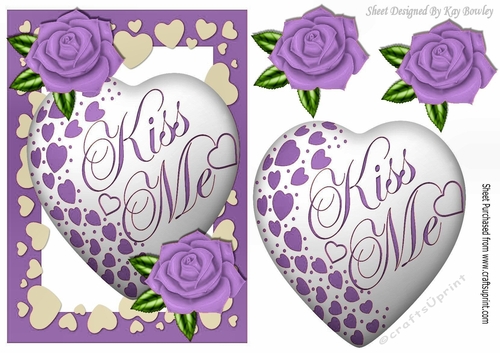 Kiss me heart! with purple roses