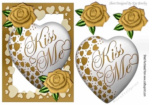 Kiss me heart! with gold roses