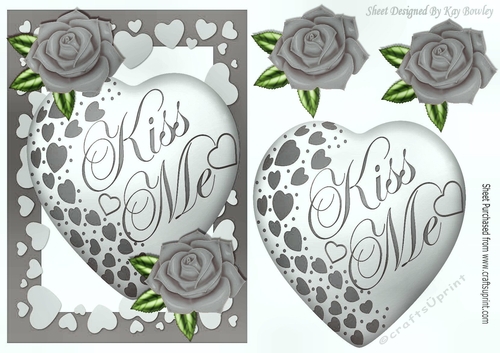 Kiss me heart! with silver roses