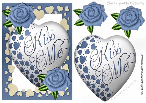 Kiss me heart! with blue roses