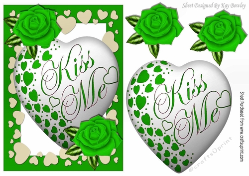 Kiss me heart! with green roses