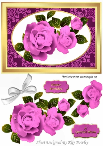 Pretty pink roses with white bow A5