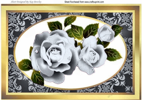 Pretty silver roses with white bow A4