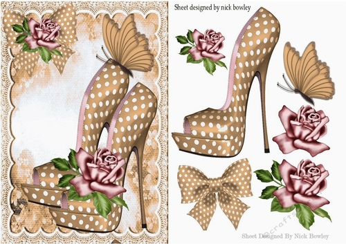 Pretty beige polkadot shoes with roses A5