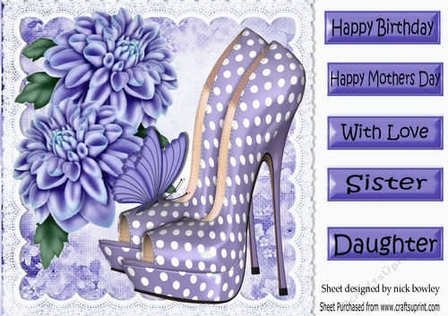 Pretty purple  polkadot shoes with chrysanthemums 8x8