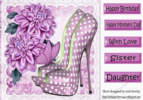 Pretty pink  polkadot shoes with chrysanthemums 8x8