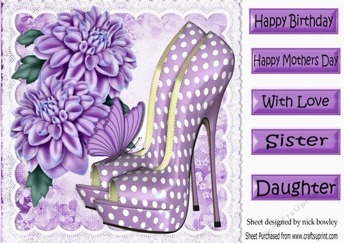 Pretty purple polkadot shoes with chrysanthemums 8x8