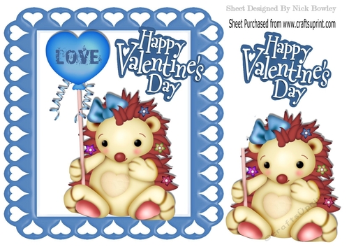 cute hedgehog with blue love heart