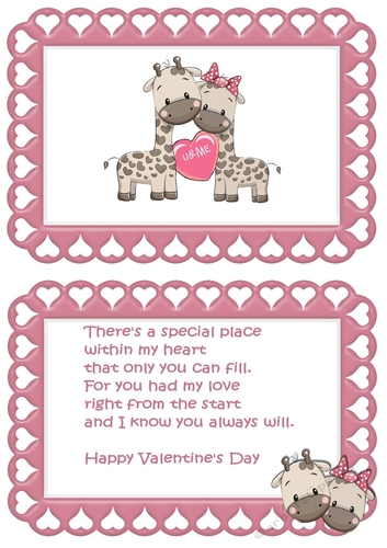 U&ME! Cute pair of Giraffes in heart frame A5 Insert