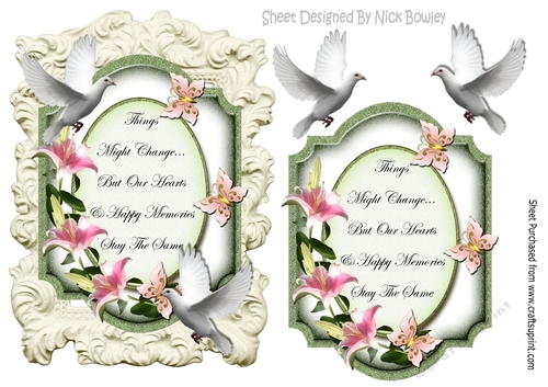 Lily Sympathy plaque with doves in ornate frame