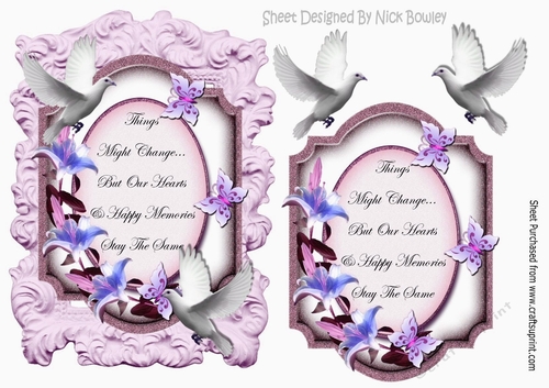 Lily Sympathy lilac plaque with doves in ornate frame