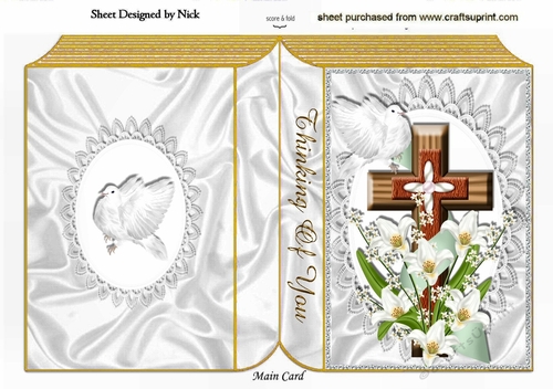 Thinking of you, beautiful gold book with cross & dove A5