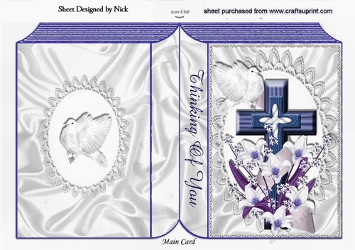 Thinking of you, beautiful blue book with cross & dove A5