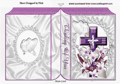 Thinking of you, beautiful purple book with cross & dove A5