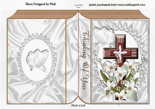 Thinking of you, beautiful brown book with cross & dove A5