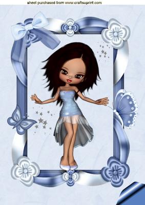 Little Lady in Blue Dress A4 Topper