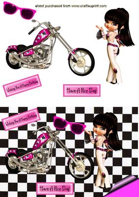 Biker Babe in Pink with Pink Sunglasses