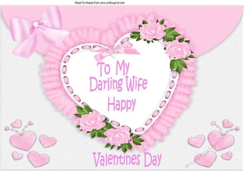 Pretty envelope with heart and pink roses to wife valentines A4