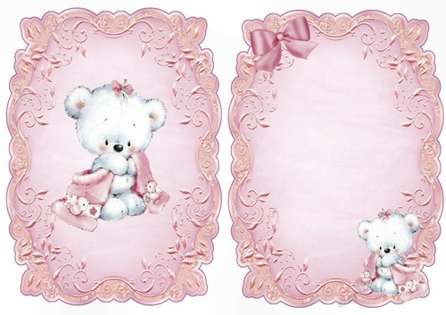 I love my pink fluffy comfort blanket with cute white teddy A5 Insert
