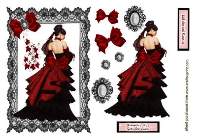 Elegant Lady in Red/black Gown