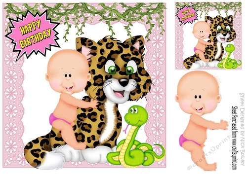Cute baby with jungle friends 8x8