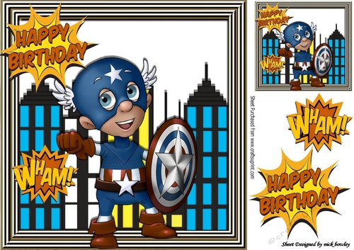 super hero with his shield 8x8