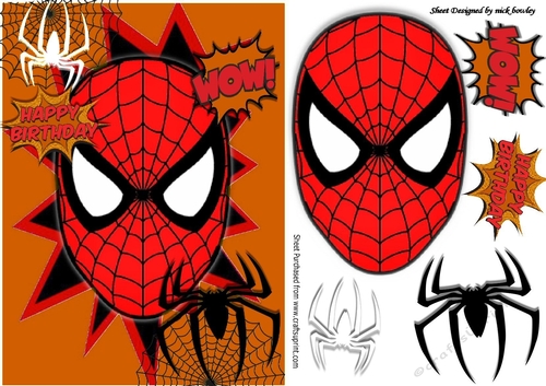 mask of super hero with black spider 8x8