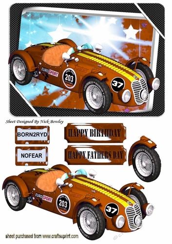 BORNT2RYD Brown sports car with NOFEAR