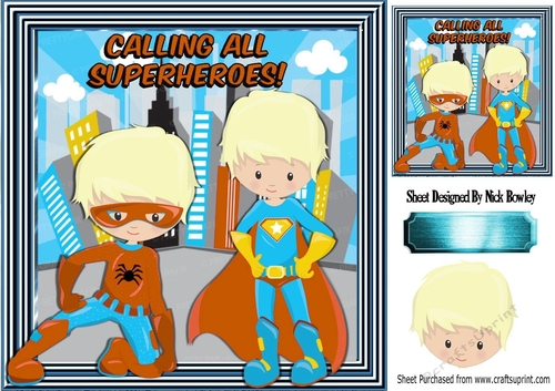 super hero boys in brown, in the city 8x8