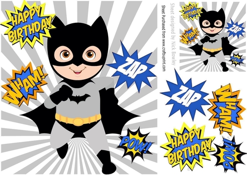 take that! blue wham! zap! pow! batman superhero 8x8