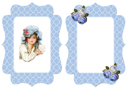 pretty vintage girl in bonnet with  painted roses insert