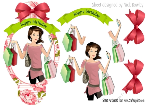 I Love to shop, in floral ornate card front
