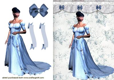 Elegant Lady in Blue Ball Gown