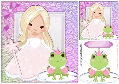 princess with frog and pretty bow 8x8
