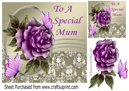 pretty purple rose with butterflies for a special mum