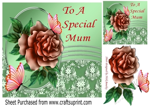 pretty peach rose with butterflies for a special mum