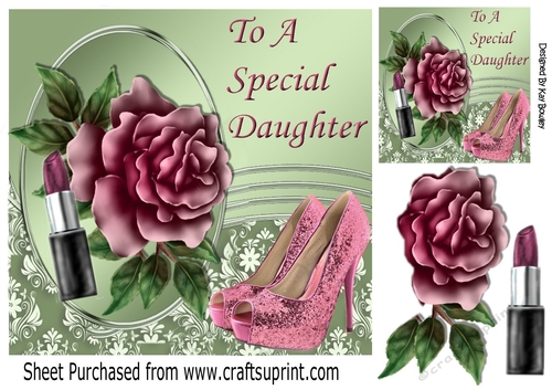 Pretty rose with pink shoes and lipstick for a DAUGHTER 8x8