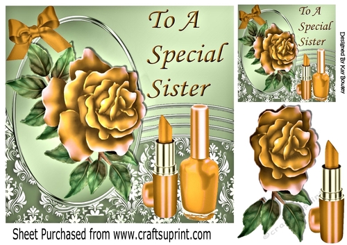 pretty gold rose with ladies accessories with bow for SISTER 8x8