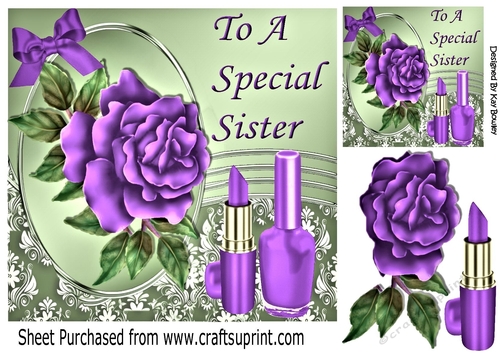 pretty purple rose with ladies accessories with bow for SISTER 8x8